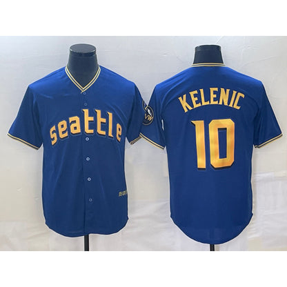 Seattle Mariners #10 Jarred Kelenic Blue MIKSHPS 2023 City Connect Cool Base Stitched Jersey