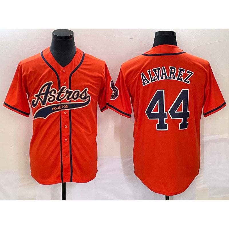 Houston Astros #44 Yordan Alvarez Orange MIKSHPS With Patch Cool Base Stitched Jersey