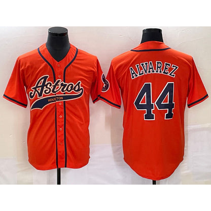 Houston Astros #44 Yordan Alvarez Orange MIKSHPS With Patch Cool Base Stitched Jersey