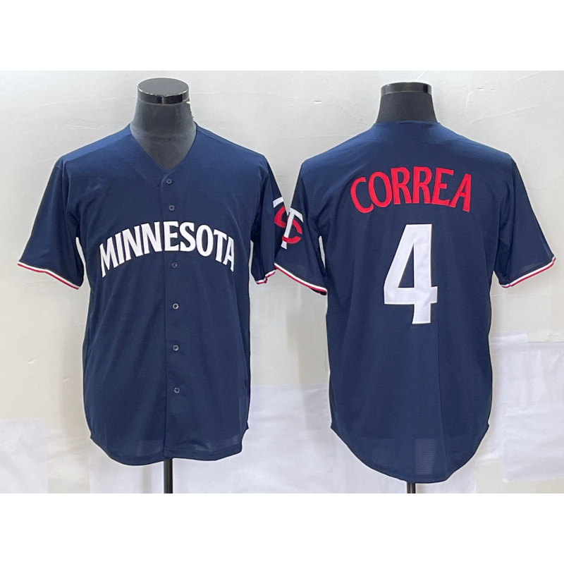 Minnesota Twins #4 Carlos Correa 2023 Navy Blue MIKSHPS Cool Base Stitched Jersey