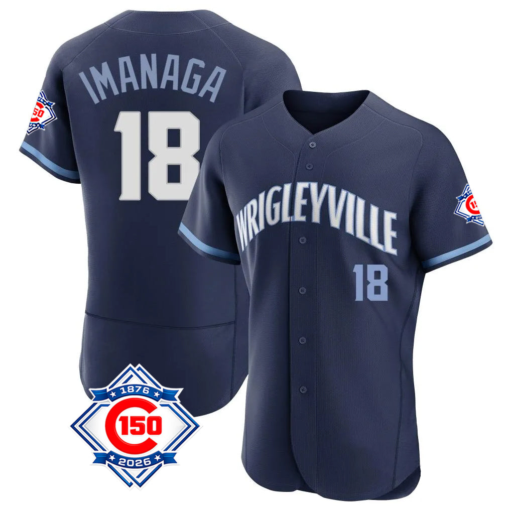 Chicago Cubs #18 Shota Imanaga Player Navy MIKSHPS City Connect 150th Anniversary Limited Elite Home Stitched Jerseys