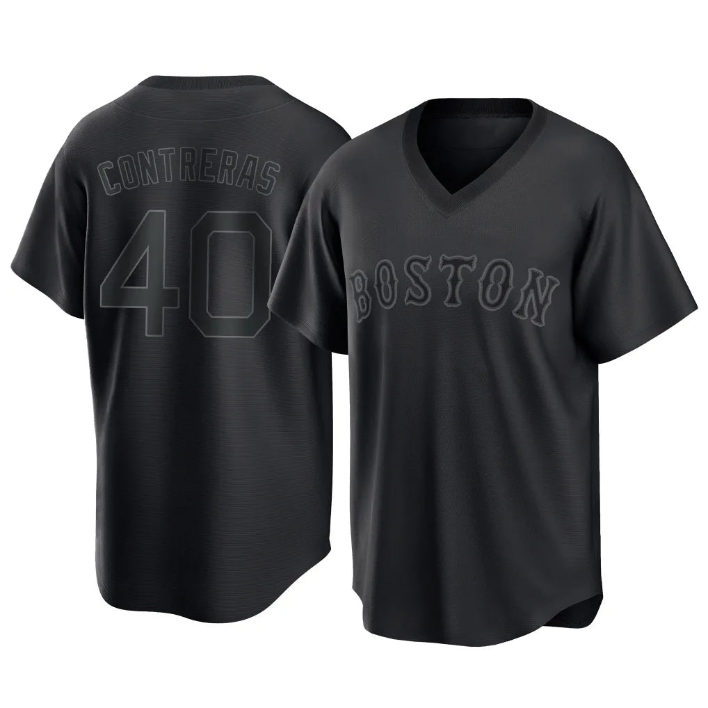 Boston Red Sox #40 Willson Contreras Player Black MIKSHPS T-shirt Home Game Stitched Jerseys