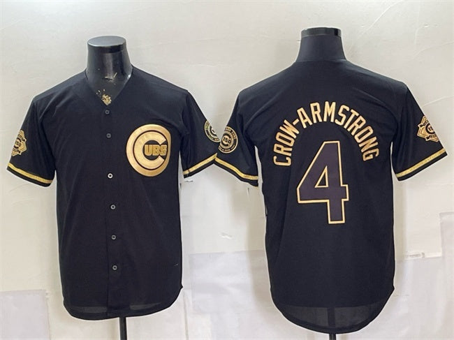 Chicago Cubs #4 Pete Crow-Armstrong Black Gold MIKSHPS 150th Anniversary Patch Stitched Jersey