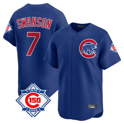 Chicago Cubs #7 Dansby Swanson Player Royal MIKSHPS 150th Anniversary Limited Home Stitched Jerseys