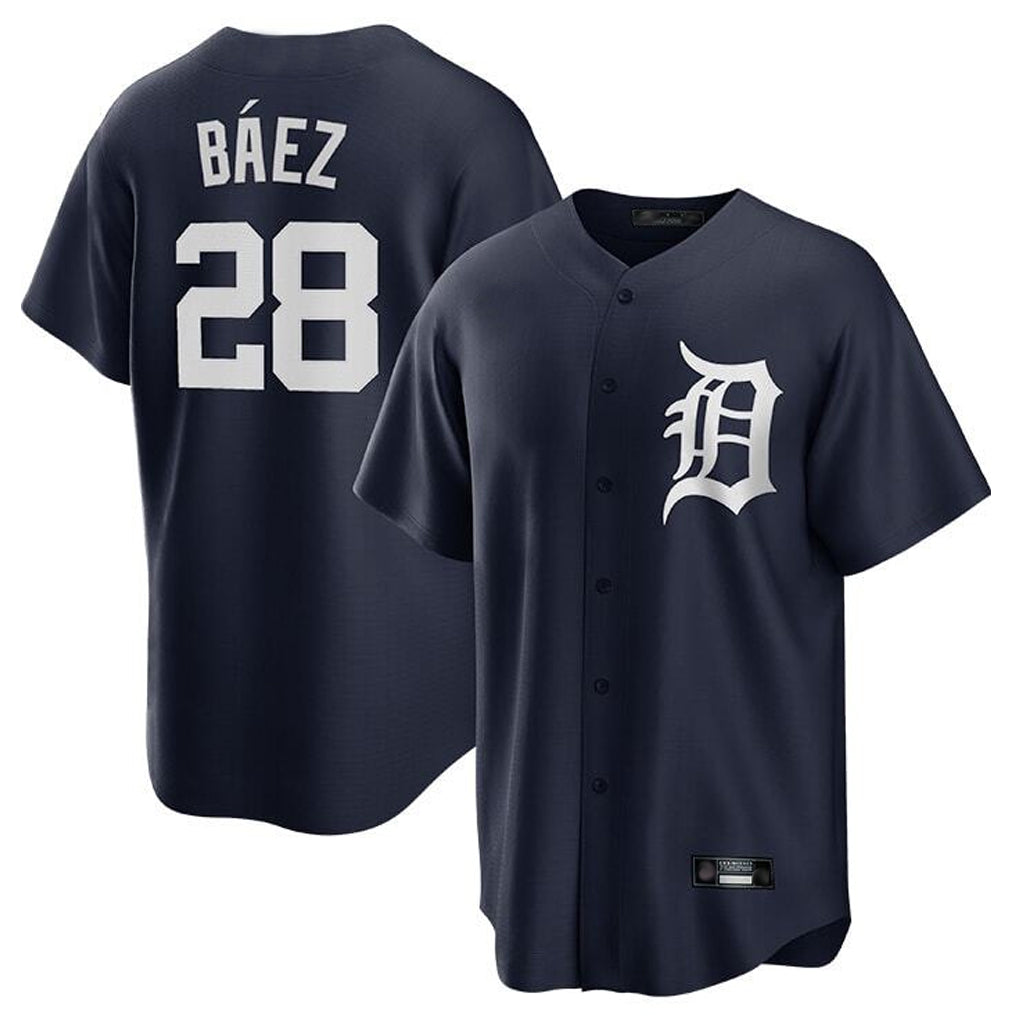 Detroit Tigers #28 Javier Baez Player Navy MIKSHPS Game Home Stitched Jerseys