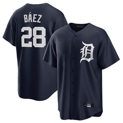 Detroit Tigers #28 Javier Baez Player Navy MIKSHPS Game Home Stitched Jerseys