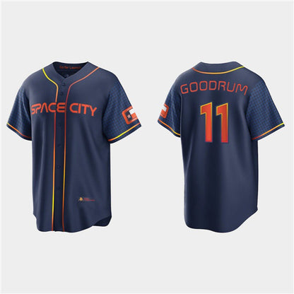 Houston Astros #11 Niko Goodrum 2022 Navy MIKSHPS City Connect Cool Base Stitched Jersey