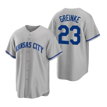 Kansas City Royals #23 Zack Greinke Grey MIKSHPS Cool Base Stitched Jersey