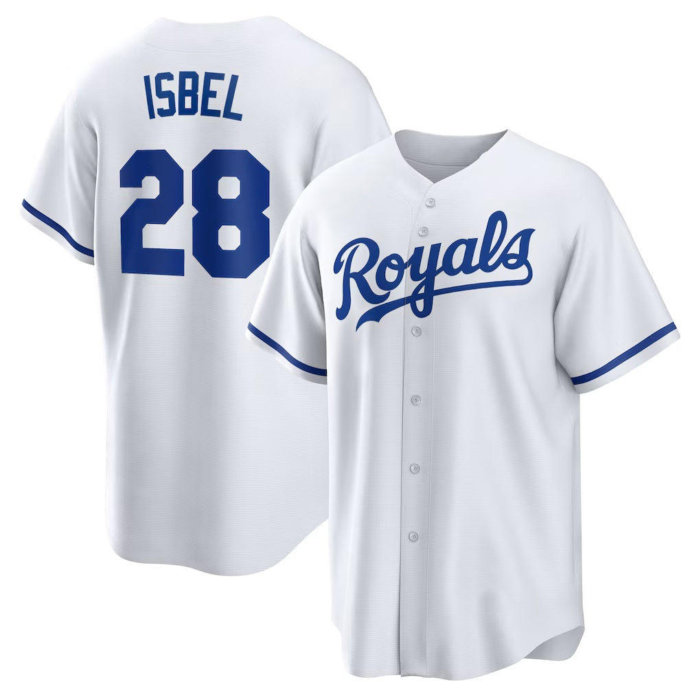 Kansas City Royals #28 Kyle Isbel White MIKSHPS Home Replica Jersey