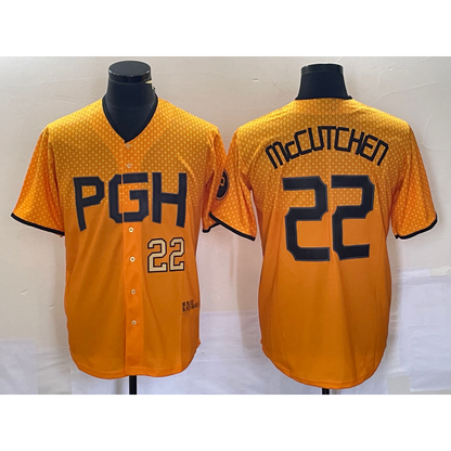 Pittsburgh Pirates #22 Andrew McCutchen Number Gold MIKSHPS 2023 City Connect Stitched Jersey 3