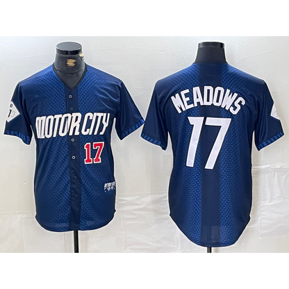 Detroit Tigers #17 Parker Meadows Number Navy MIKSHPS 2024 City Connect Cool Base Limited Stitched Jersey