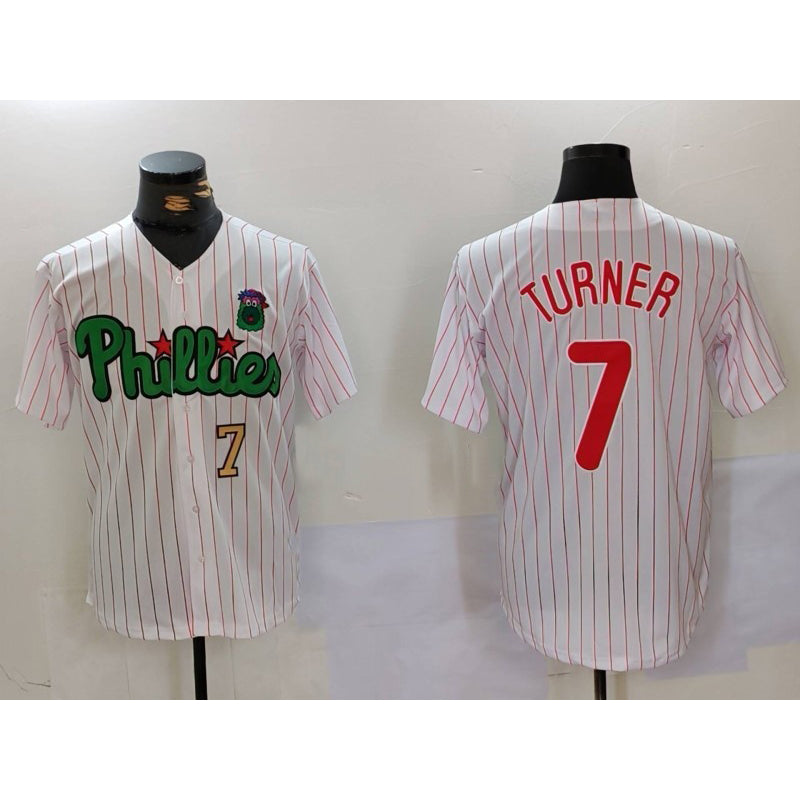 Philadelphia Phillies #7 Trea Turner White Green MIKSHPS Cool Base Stitched Jerseys