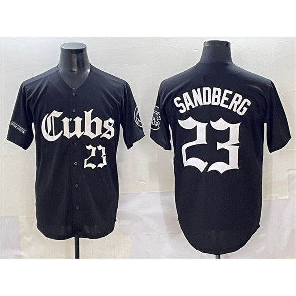 Chicago Cubs #23 Ryne Sandberg Black MIKSHPS 'Gothic North Side Edition' Vapor Premier Limited Stitched Jersey