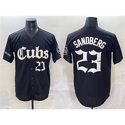 Chicago Cubs #23 Ryne Sandberg Black MIKSHPS 'Gothic North Side Edition' Vapor Premier Limited Stitched Jersey