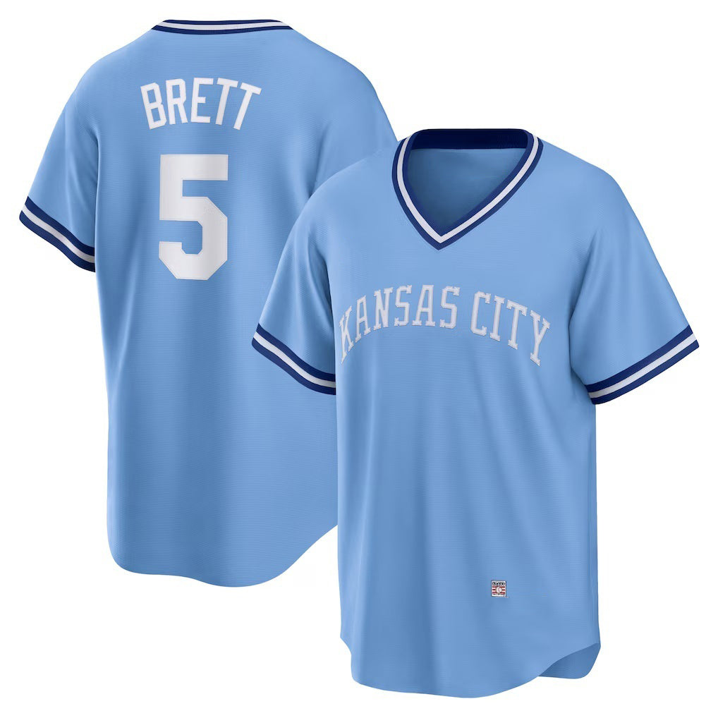 Kansas City Royals #5 George Brett Light Blue MIKSHPS Road Cooperstown Collection Player Jersey