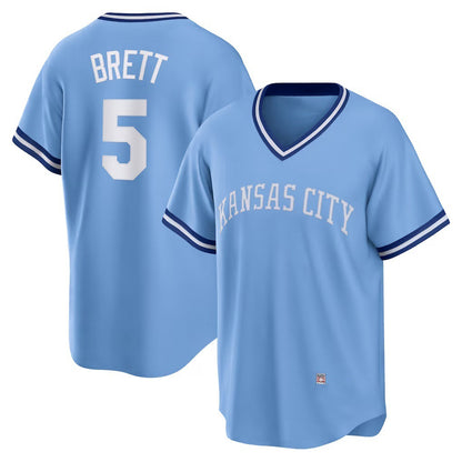 Kansas City Royals #5 George Brett Light Blue MIKSHPS Road Cooperstown Collection Player Jersey