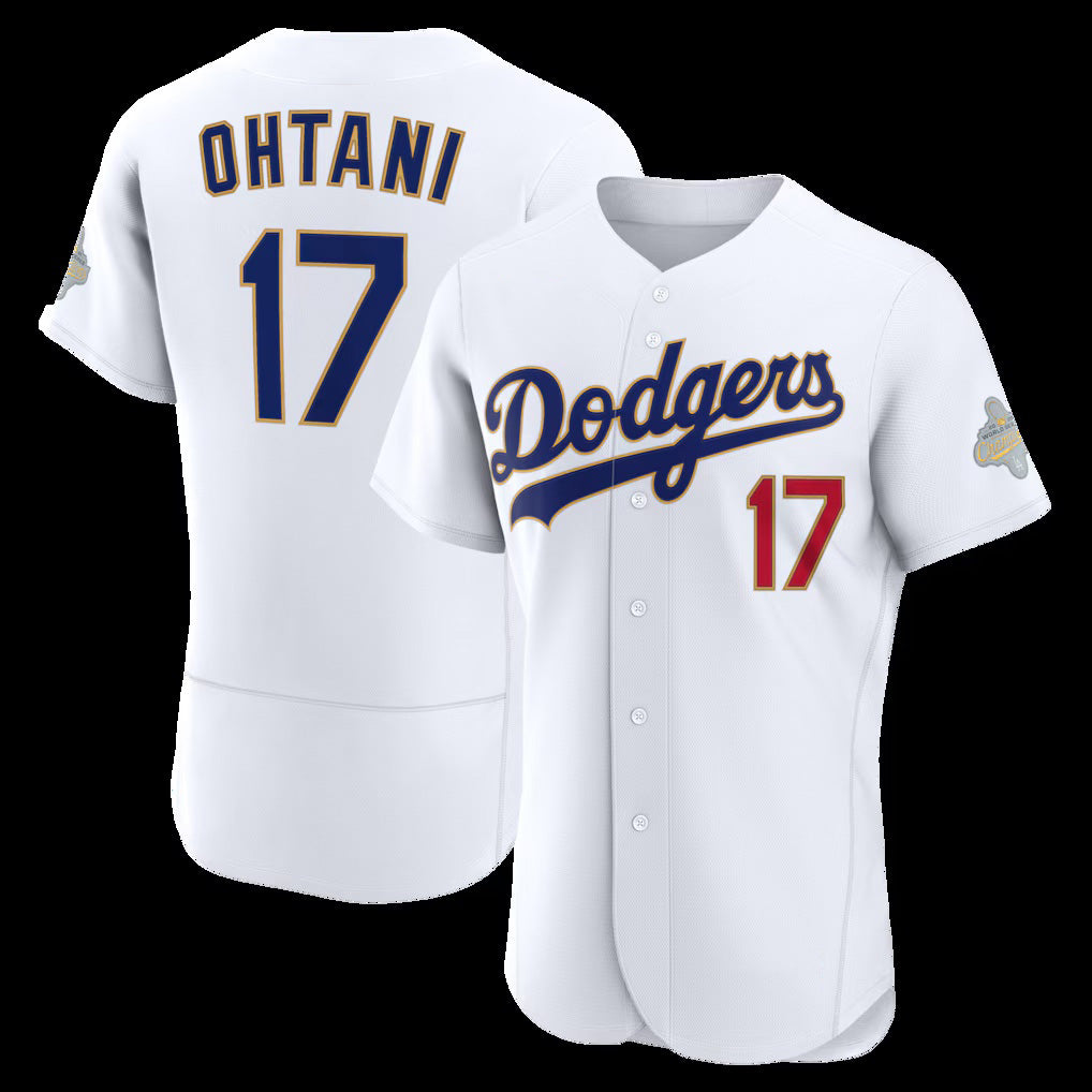 Los Angeles Dodgers #17 Shohei Ohtani White MIKSHPS 2026 Gold Collection Authentic Jersey