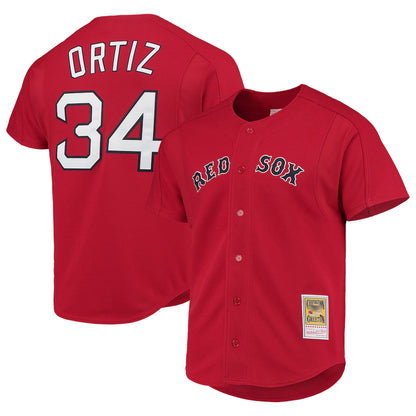 Boston Red Sox #34 David Ortiz Player Red MIKSHPS Mitchell & Ness Cooperstown Collection Home Stitched Jerseys