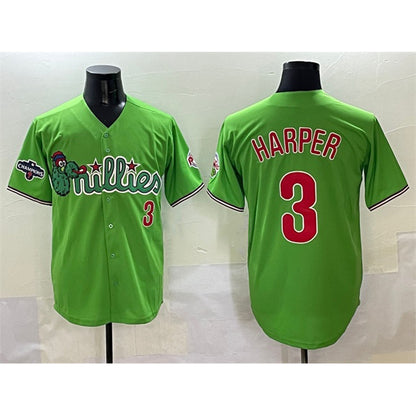 Philadelphia Phillies #3 Bryce Harper Light Green MIKSHPS Phanatic With 2024 Division Champions Patch Limited Stitched Jersey