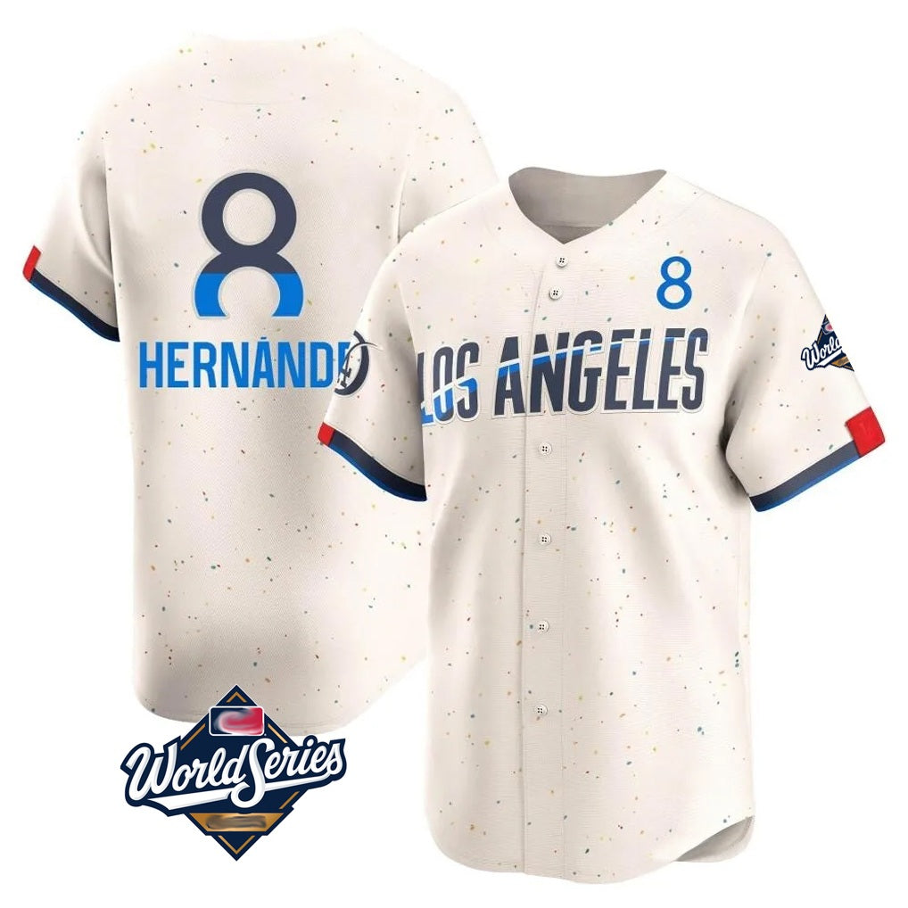 Los Angeles Dodgers #8 Enrique Hern¨¢ndez Player Cream MIKSHPS World Series City Connect Limited Home Stitched Jerseys