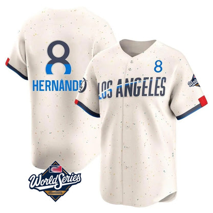 Los Angeles Dodgers #8 Enrique Hern¨¢ndez Player Cream MIKSHPS World Series City Connect Limited Home Stitched Jerseys