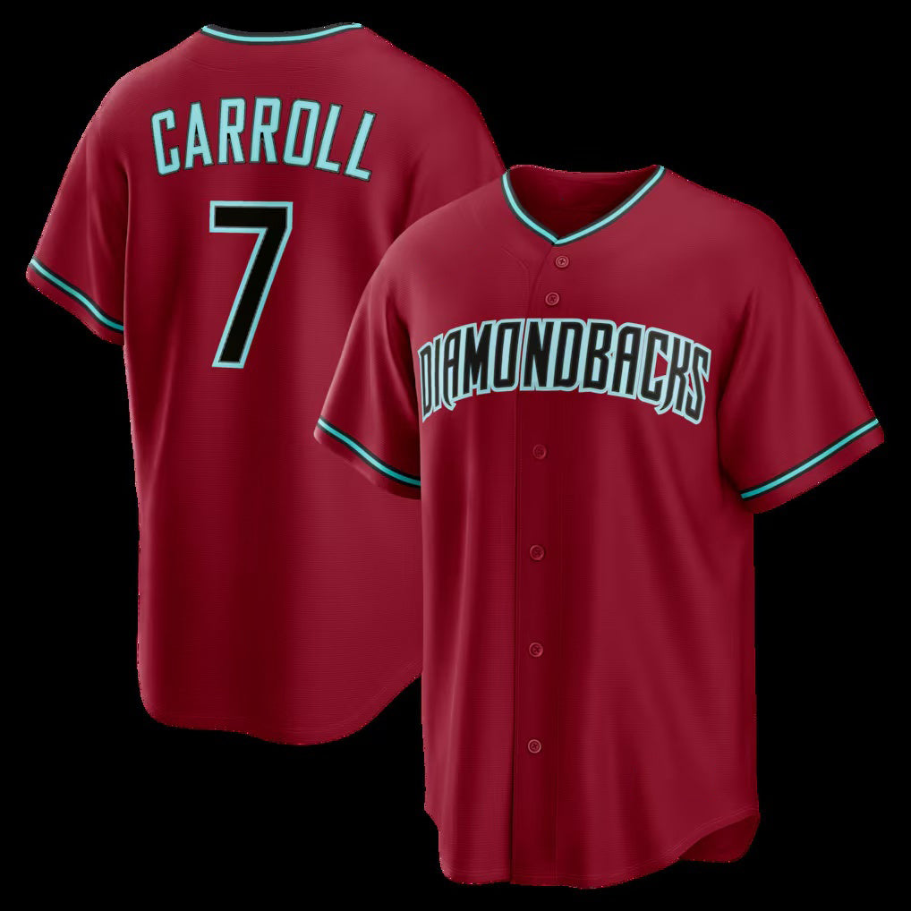 Arizona Diamondbacks #7 Corbin Carroll Crimson MIKSHPS Alternate 2 Replica Jersey