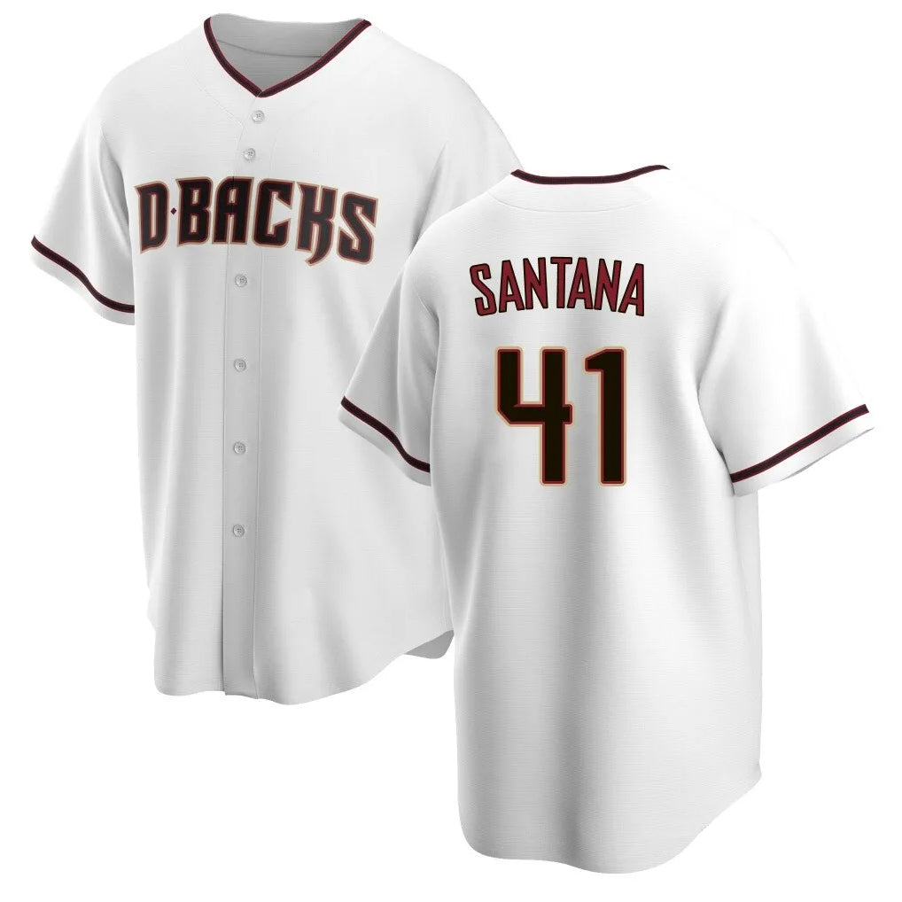 Arizona Diamondbacks #41 Carlos Santana Player White MIKSHPS Home Game Stitched Jerseys