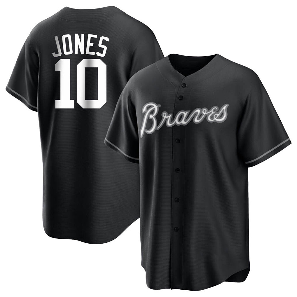 Atlanta Braves #10 Chipper Jones Player Black MIKSHPS Home Game Stitched Jerseys