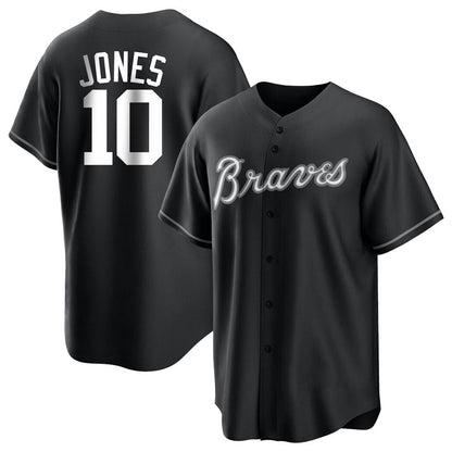 Atlanta Braves #10 Chipper Jones Player Black MIKSHPS Home Game Stitched Jerseys