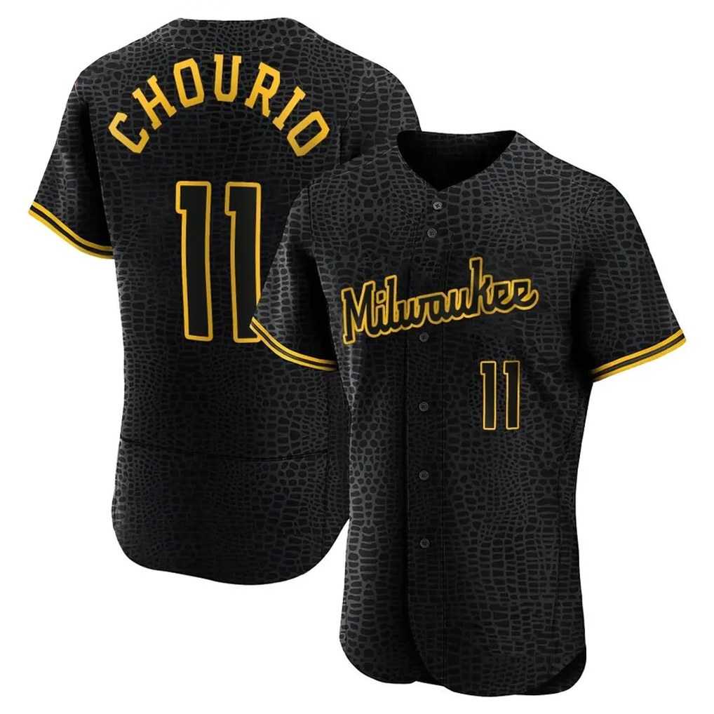 Milwaukee Brewers #11 Jackson Chourio Player Black MIKSHPS Snake Skin City Home Limited Elite Stitched Jerseys