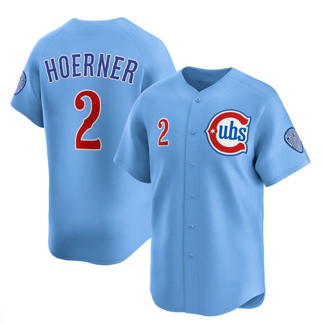Chicago Cubs #2 Nico Hoerner Blue MIKSHPS 2024-25 2nd Alternate Limited Stitched Jersey