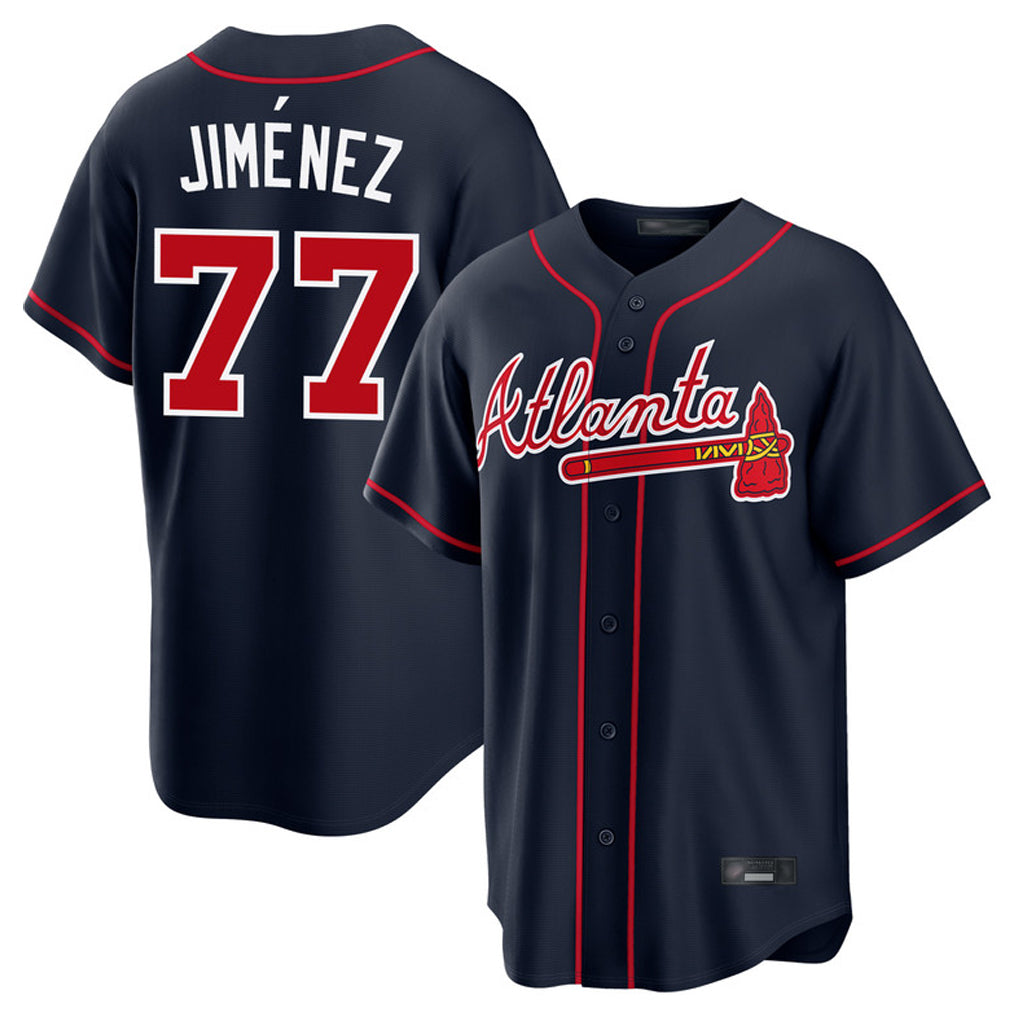Atlanta Braves #77 Joe Jimenez Player Navy MIKSHPS Home Game Stitched Jerseys