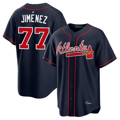 Atlanta Braves #77 Joe Jimenez Player Navy MIKSHPS Home Game Stitched Jerseys