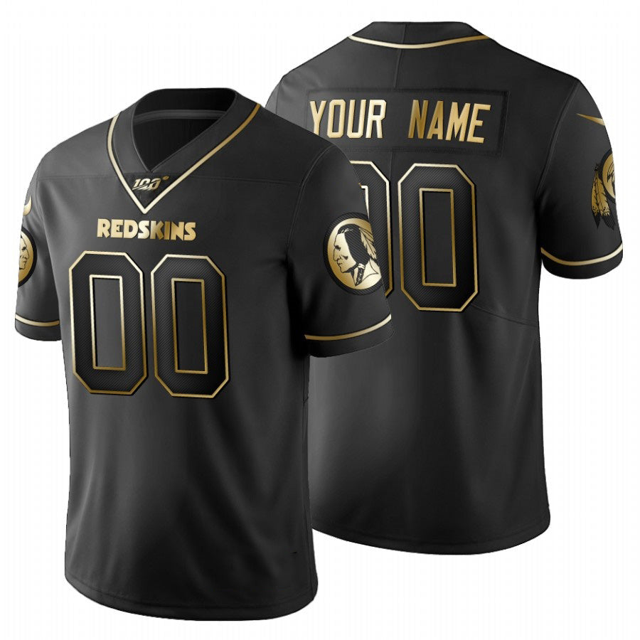 Custom W.Redskins Black Golden MIKSHPS Limited 100 Jersey
