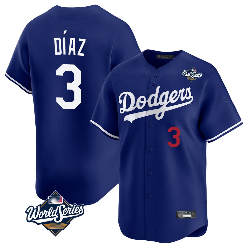 Los Angeles Dodgers #3 Edwin D¨ªaz Player Royal MIKSHPS World Series Limited Home Stitched Jerseys