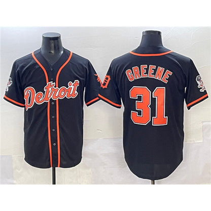 Detroit Tigers #31 Riley Greene Black MIKSHPS With Patch Cool Base Stitched Jersey