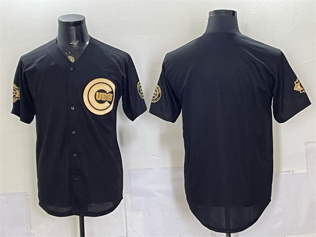 Chicago Cubs Blank Black Gold MIKSHPS 150th Anniversary Patch Stitched Jersey