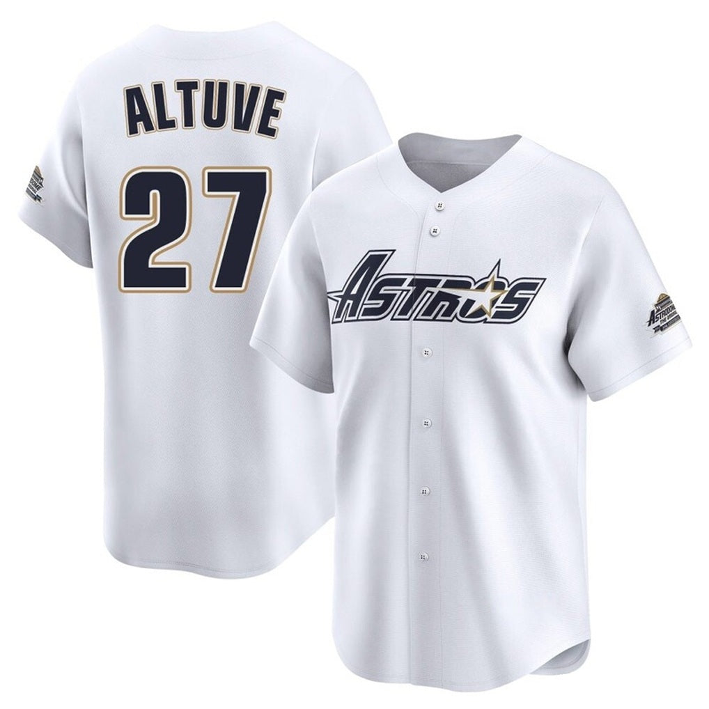 Houston Astros #27 Jose Altuve Player White MIKSHPS Throwback Cooperstown Collection Limited Stitched Jerseys