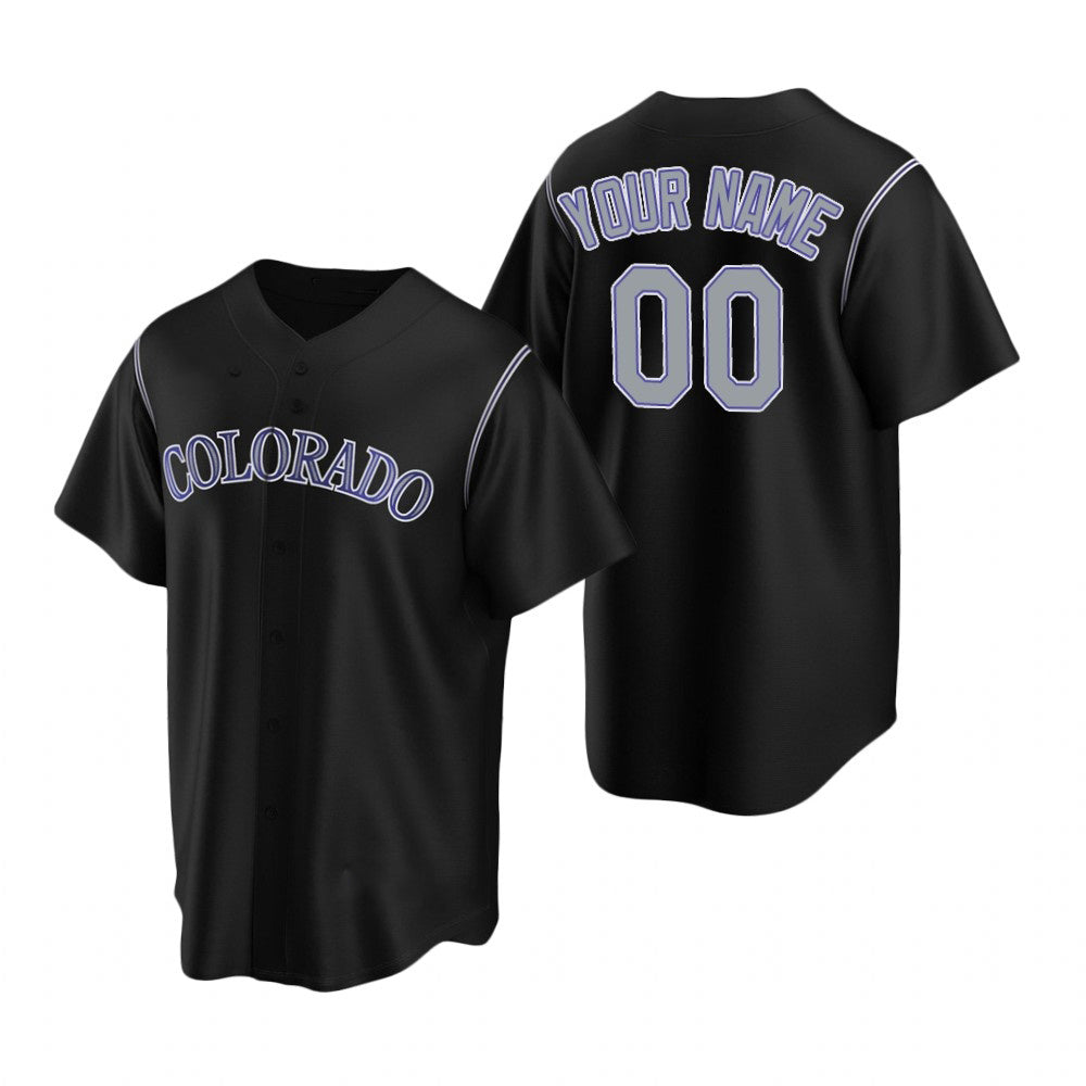 Custom Colorado Rockies Black MIKSHPS Stitched Cool Base Jersey