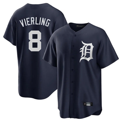 Detroit Tigers #8 Matt Vierling Player Navy MIKSHPS Game Home Stitched Jerseys