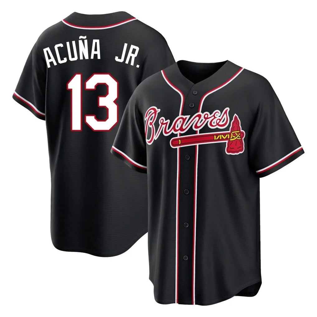 Atlanta Braves #13 Ronald Acuna Jr Player Black MIKSHPS Fashion Out Game Stitched Jerseys