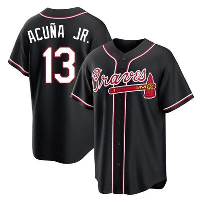 Atlanta Braves #13 Ronald Acuna Jr Player Black MIKSHPS Fashion Out Game Stitched Jerseys