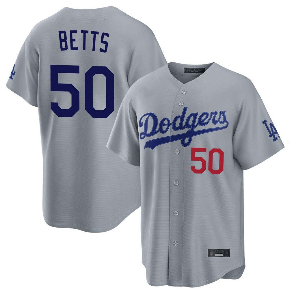 Los Angeles Dodgers #50 Mookie Betts Player Gray MIKSHPS Game Home Stitched Jerseys