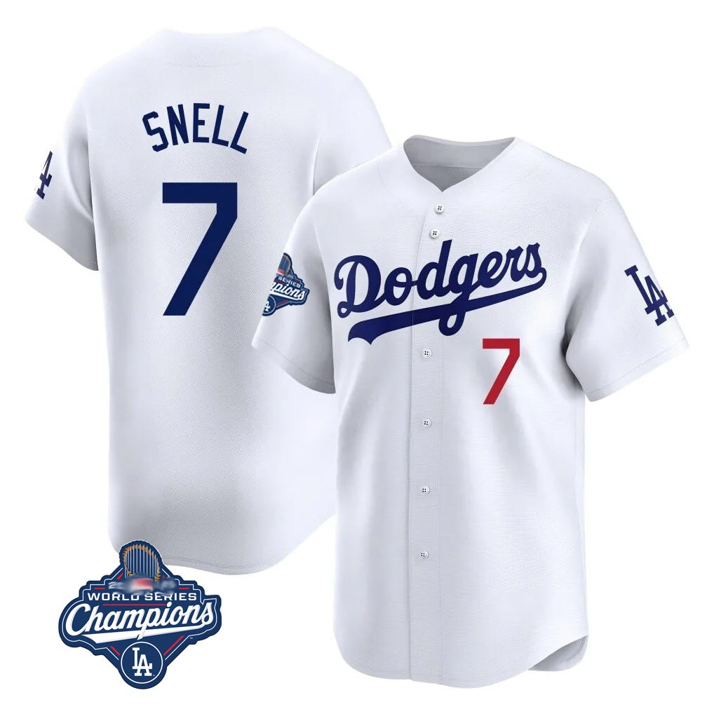 Los Angeles Dodgers #7 Blake Snell Player White MIKSHPS Game Limited World Series Meet Home Stitched Jerseys