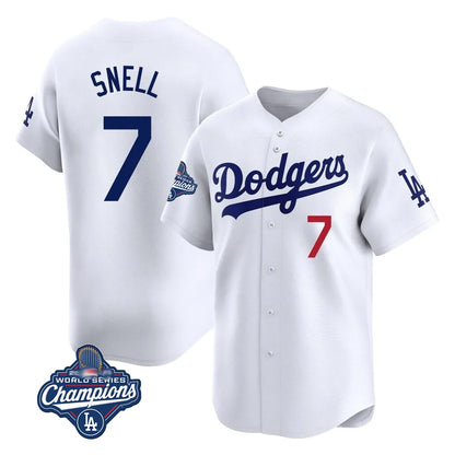 Los Angeles Dodgers #7 Blake Snell Player White MIKSHPS Game Limited World Series Meet Home Stitched Jerseys