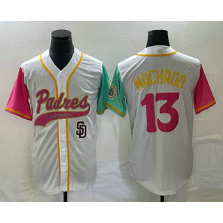 San Diego Padres #13 Manny Machado White MIKSHPS NEW 2023 City Connect Cool Base Stitched Jersey 2