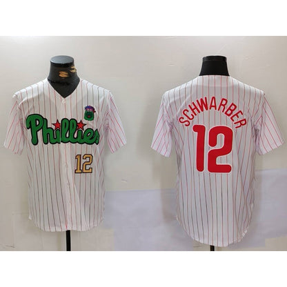 Philadelphia Phillies #12 Kyle Schwarber White Green MIKSHPS Cool Base Stitched Jerseys