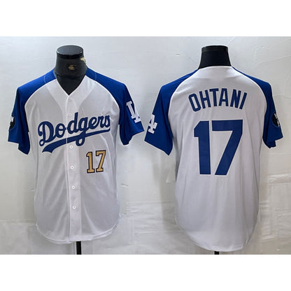 Los Angeles Dodgers #17 Shohei Ohtani Number White Blue MIKSHPS Fashion Stitched Cool Base Limited Jersey 2