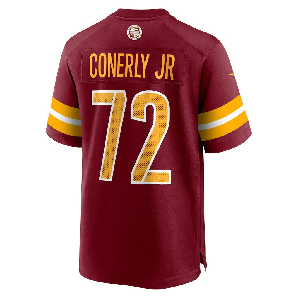 W.Commanders #72 Josh Conerly Jr. Burgundy MIKSHPS 2025 Draft First Round Pick Game Jersey