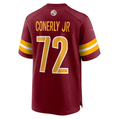 W.Commanders #72 Josh Conerly Jr. Burgundy MIKSHPS 2025 Draft First Round Pick Game Jersey